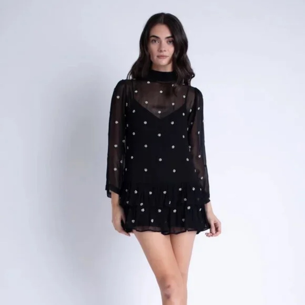 Karina Grimaldi Black Rhinestone Ella Dress